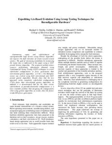 Expediting GA-Based Evolution Using Group Testing Techniques for Reconfigurable Hardware