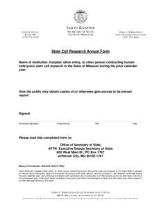 Stem Cell Research Annual Form