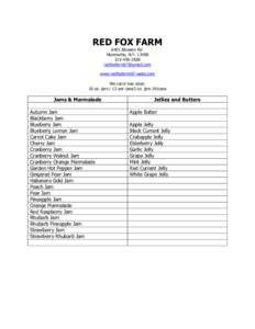 RED FOX FARM 6401 Blowers Rd. Munnsville, N.Y[removed]2650 [removed] www.redfoxfarm07.webs.com