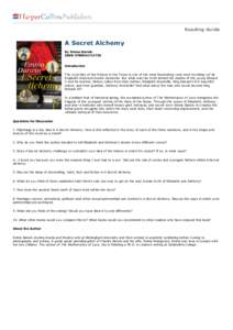 Reading Guide  A Secret Alchemy By Emma Darwin ISBN: Introduction