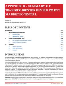 appendix B - summary of Transit oriented development market potential Prepared by: Dick Paik and Angus Jennings, W-ZHA, llc