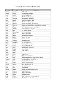 Economic Outlook Conference Participant List First Carolyn LeAnn Steve Josh