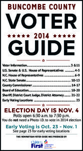 BUNCOMBE COUNTY  Voter Information........................................................3 &11 U.S. Senate & U.S. House of Representatives[removed]5 N.C. House of Representatives ................................