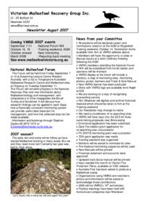 Victorian Malleefowl Recovery Group Inc. C/- 25 Belfast St Newtown[removed]removed]  Newsletter August 2007