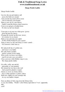 Folk & Traditional Song Lyrics - Sleepy Peedie Laddie