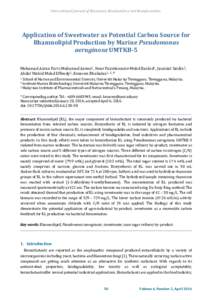 International Journal of Bioscience, Biochemistry and Bioinformatics  Application of Sweetwater as Potential Carbon Source for Rhamnolipid Production by Marine Pseudomonas aeruginosa UMTKB-5 Mohamad Azran Faris Mohamad A