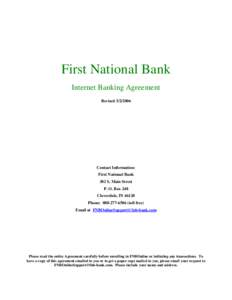 First National Bank Internet Banking Agreement Revised[removed]Contact Information: First National Bank