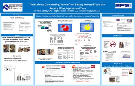 The Business Case: Getting “Buy-in” for Battery Powered Tools that Reduce Effort, Injuries and Time Patricia Seeley CPE Ergonomics Solutions LLC [removed] The Problem
