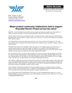 Date: August 15, 2014 Contact: Mandee Mikulski, extModel aviation community celebrations held to support