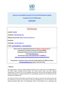 Towards an Accountability Framework for the Post-2015 Development Agenda: Perspectives from the UNECE region Questionnaire Preliminary COUNTRY: GREECE