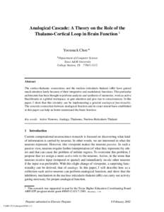 Analogical Cascade: A Theory on the Role of the Thalamo-Cortical Loop in Brain Function Yoonsuck Choe  