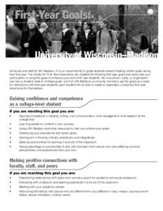 First-Year Goals  ||  Center for the First-Year Experience  ||  UW-Madison