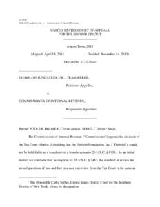 [removed]Diebold Foundation, Inc. v. Commissioner of Internal Revenue UNITED STATES COURT OF APPEALS FOR THE SECOND CIRCUIT ____________________