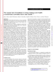 See corresponding editorial on pageThe causal role of breakfast in energy balance and health: a randomized controlled trial in lean adults1–4 James A Betts, Judith D Richardson, Enhad A Chowdhury, Geoffrey D Hol