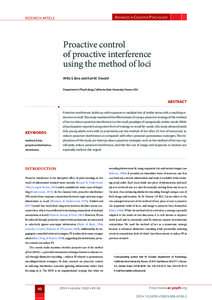 Advances in Cognitive Psychology  research Article Proactive control of proactive interference