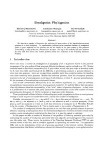 Breakpoint Phylogenies Mathieu Blanchette Guillaume Bourque  David Sanko