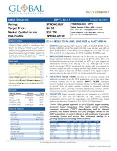 Equity Research  DAILY COMMENT Espial Group Inc.  ESP-T, $2.11