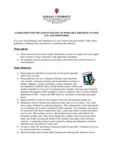 GUIDELINES FOR THE SAFE HANDLING OF PORTABLE DRINKING WATER, ICE AND DISPENSERS