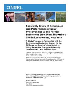 Feasibility Study of Economics and Performance of Solar Photovoltaics at the Former Bethlehem Steel Plant Brownfield Site in Lackawanna, New York