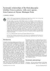 Systematic relationships of the blind phacopine trilobite Trimerocephalus, with a new species from Causses−et−Veyran, Montagne Noire