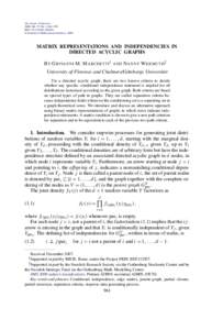The Annals of Statistics 2009, Vol. 37, No. 2, 961–978 DOI: AOS594 © Institute of Mathematical Statistics, 2009  MATRIX REPRESENTATIONS AND INDEPENDENCIES IN
