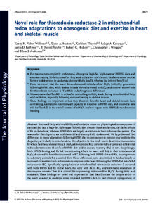 3471  J Physiol[removed]pp 3471–3486 Novel role for thioredoxin reductase-2 in mitochondrial redox adaptations to obesogenic diet and exercise in heart
