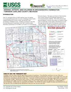 Center for Applied Environmental Research University of Michigan-Flint ARSENIC, NITRATE, AND CHLORIDE IN GROUNDWATER, FARMINGTON TOWNSHIP, OAKLAND COUNTY, MICHIGAN INTRODUCTION