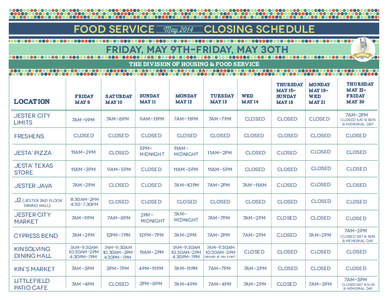 FOod Service  May 2014