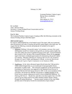 February 28, 2005 Louisiana Purchase Cypress Legacy Harvey Stern, coordinator 740 7th St. New Orleans La[removed]removed]