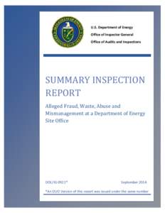 SUMMARY INSPECTION REPORT