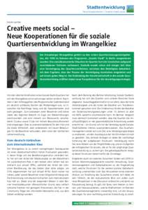 Stadtentwicklung Neue Kooperationen: Creative meets social Kerstin Janhke  Creative meets social –
