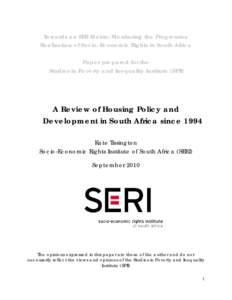 Towards an SER Matrix: Monitoring the Progressive Realisation of Socio-Economic Rights in South Africa