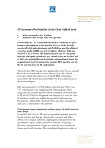 Page 1/4, ZF Increases Profitability in the First Half of 2016  