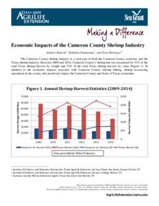 Economic Impacts of the Cameron County Shrimp Industry Andrew Ropicki 1, Rebekka Dudensing 2, and Tony Reisinger 3 The Cameron County shrimp industry is a vital part of both the Cameron County economy and the Texas shrim