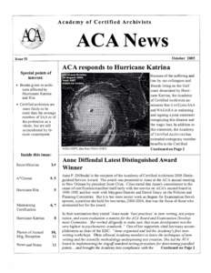 Academy of Certified Archivists  ACANews October[removed]Issue 51