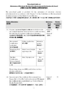 Procedural Guide on Submission of Electronic Election Advertisements and Declaration By E-mail 以電郵方式呈交電子選舉廣告及聲明的程序指引 This procedural guide is provided for the submission of elect