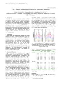 Photon Factory Activity Report 2012 #B  NW10A/2012G701 XAFS Study of Indium Oxide Modified by Addition of Scandium Shota HIRAKAWA, Masashi TANAKA, Masakazu IWAMOTO*