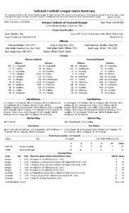 National Football League Game Summary NFL Copyright © 2011 by The National Football League. All rights reserved. This summary and play-by-play is for the express purpose of assisting media in their coverage of the game; any other use of this material is prohibited without the written permission of the National Football League.