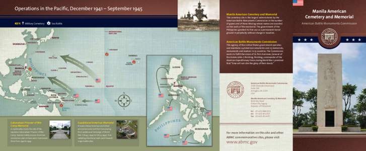 Operations in the Pacific, December 1941 – September 1945 key: Military Cemetery  Manila American Cemetery and Memorial