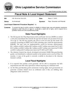 Ohio Legislative Service Commission Justin Pinsker and other LSC Staff Fiscal Note & Local Impact Statement Bill: