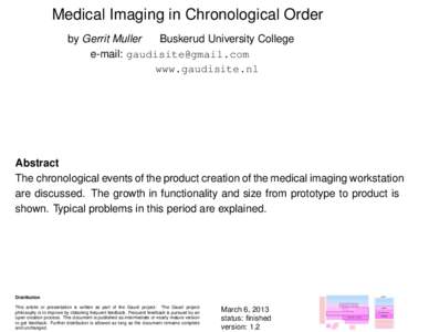 Medical Imaging in Chronological Order by Gerrit Muller Buskerud University College e-mail:  www.gaudisite.nl