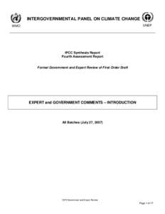 INTERGOVERNMENTAL PANEL ON CLIMATE CHANGE UNEP WMO  IPCC Synthesis Report