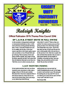 OctoberVolume 3 Issue 4 Raleigh Knights Official Publication Of Fr. Thomas Price Council 2546