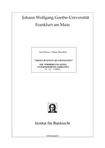 Johann Wolfgang Goethe-Universität Frankfurt am Main Arne Klüwer / Fabian Marschall  