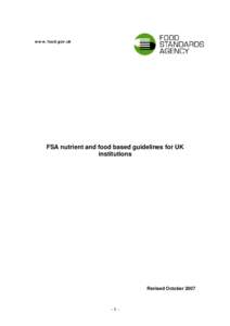 FSA Nutrient and Food Based Guidelines for UK Institutions