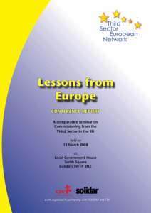 Lessons from Europe CONFERENCE REPORT A comparative seminar on Commissioning from the Third Sector in the EU