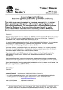 Treasury Circular NSW TC10/11 Economic Appraisal Guidelines - Economic appraisal guidance for government advertising