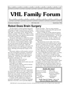 VHL Family Forum Volume 2, Number 3 ISSN[removed]September 1994