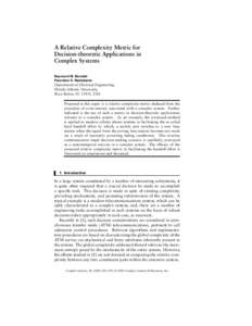 A Relative Complexity Metric for Decision-theoretic Applications in Complex Systems