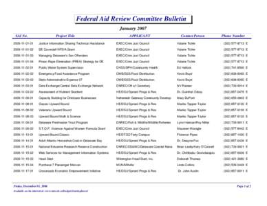 Federal Aid Review Committee Bulletin January 2007 SAI No. Project Title